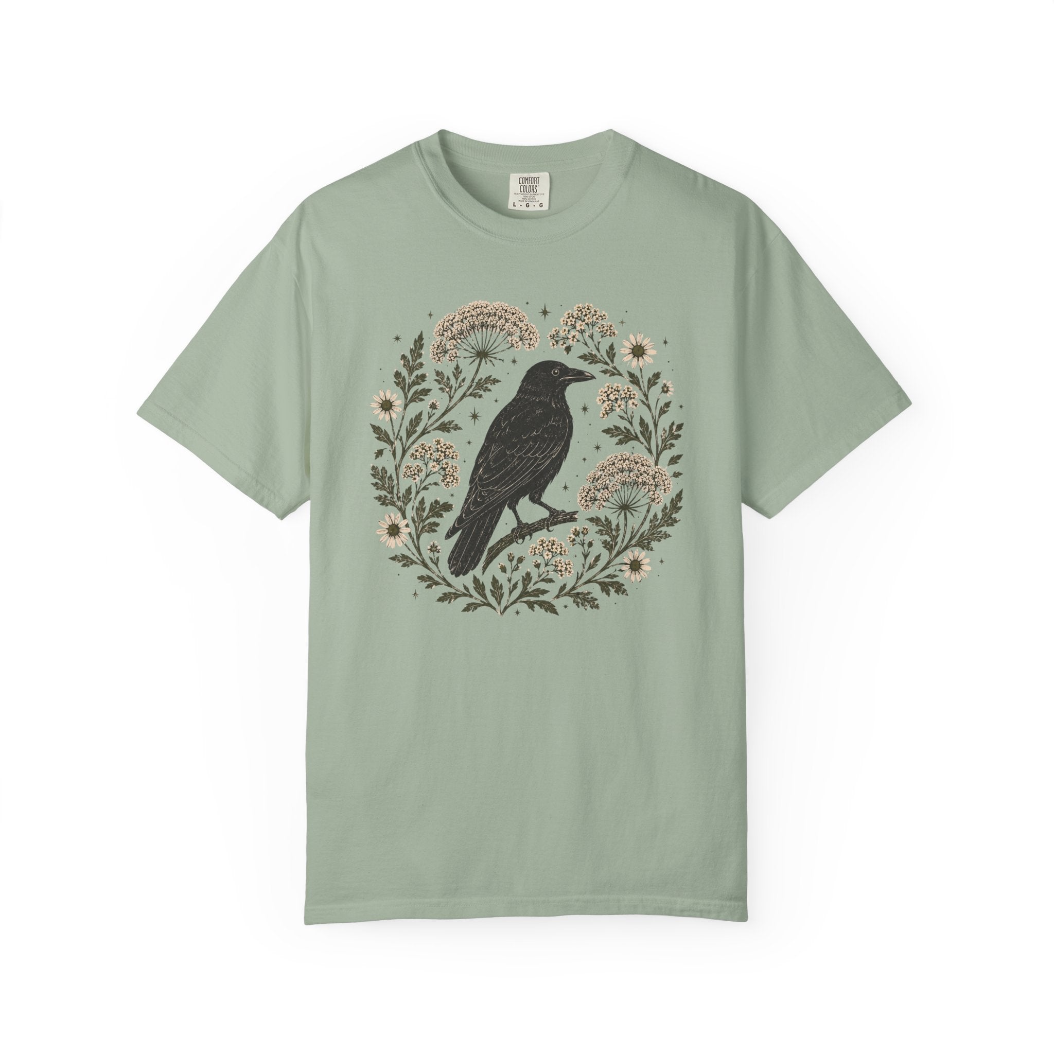 Raven and Queen Anne's Lace Block Print T-shirt