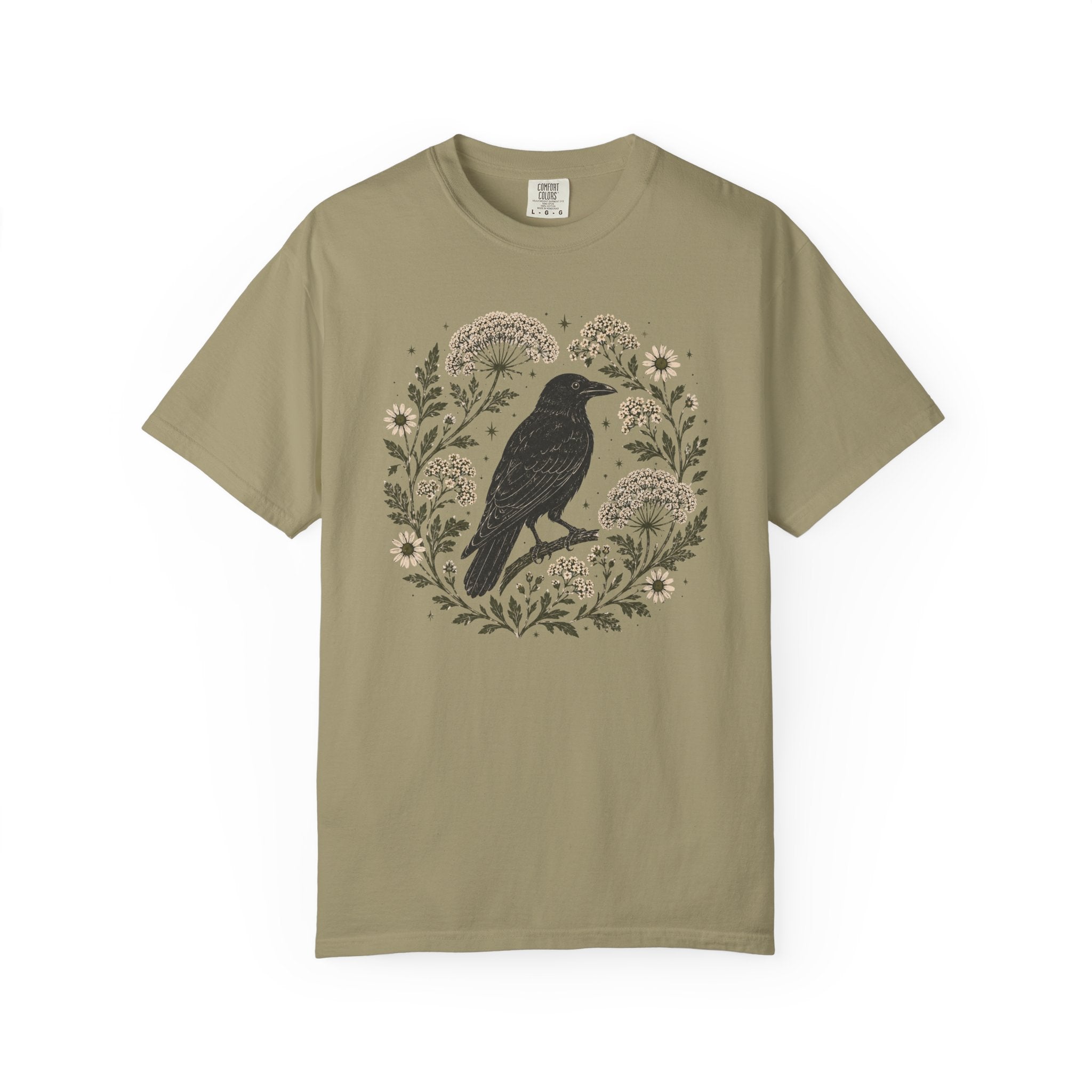 Raven and Queen Anne's Lace Block Print T-shirt