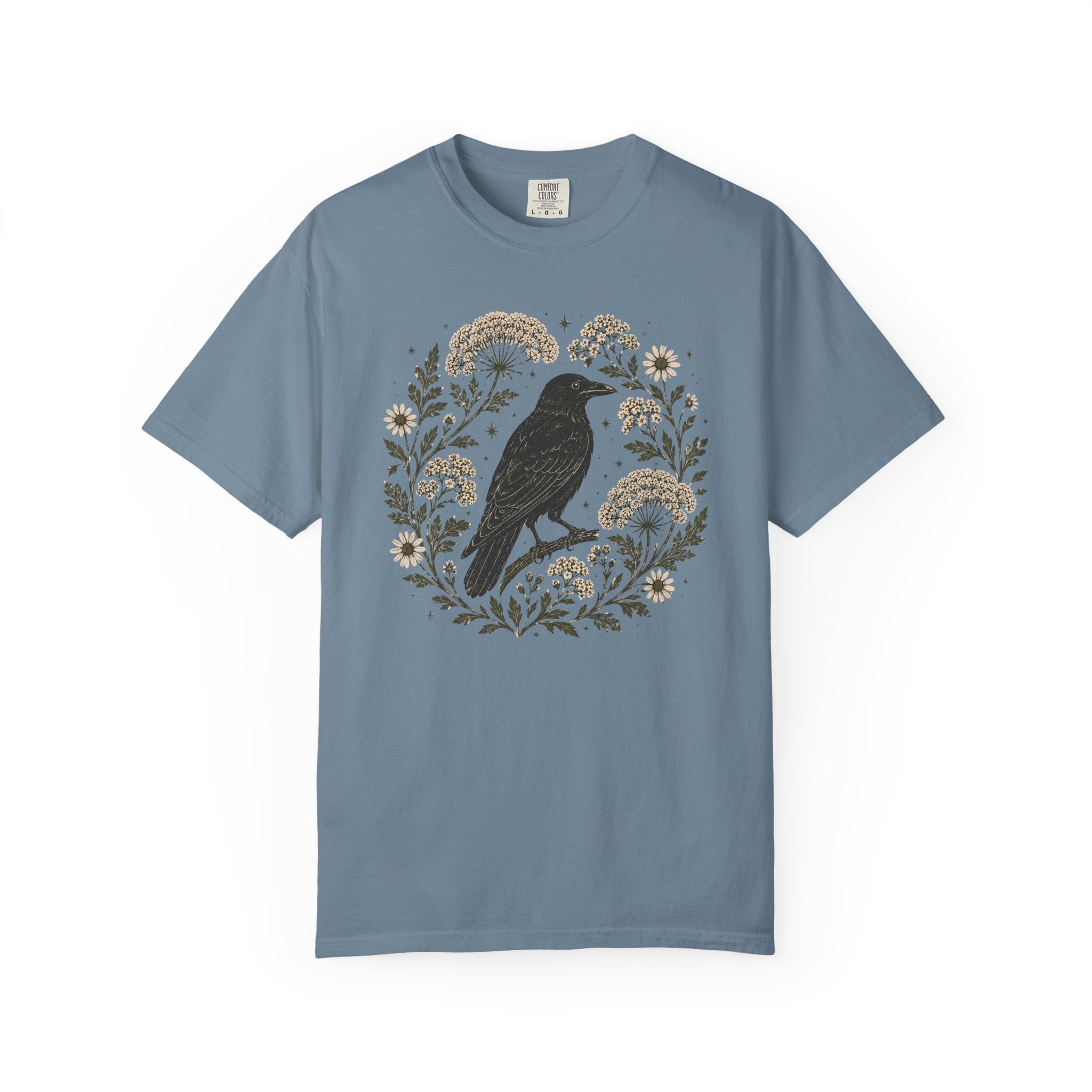 Raven and Queen Anne's Lace Block Print T-shirt