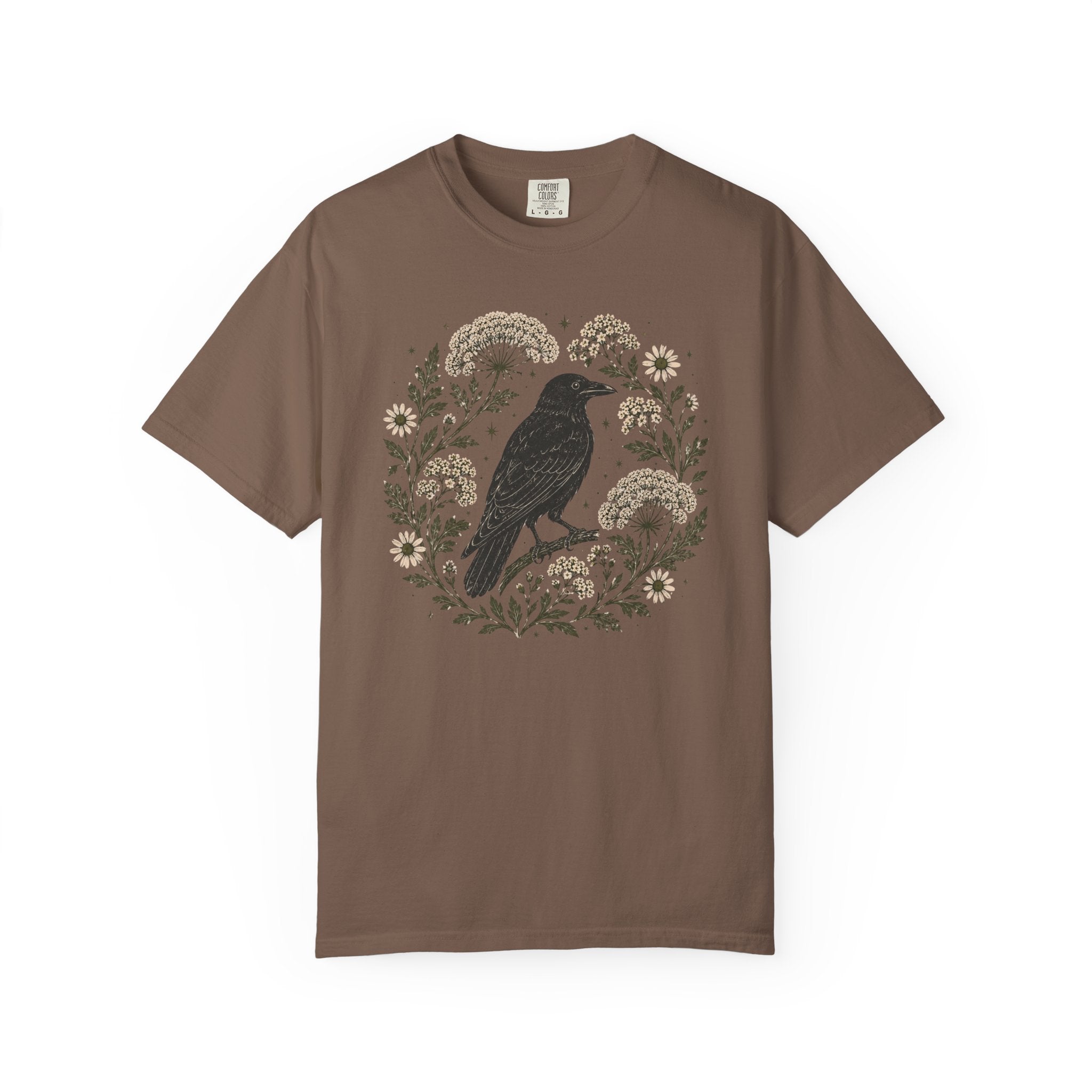 Raven and Queen Anne's Lace Block Print T-shirt