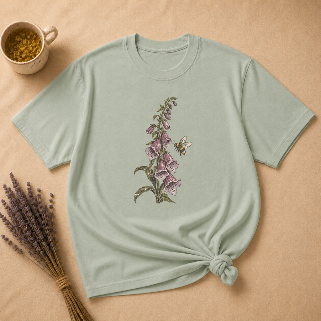 Vintage Foxglove and Hovering Bee T-shirt