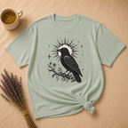 Celestial Crow on a Floral Branch T-shirt