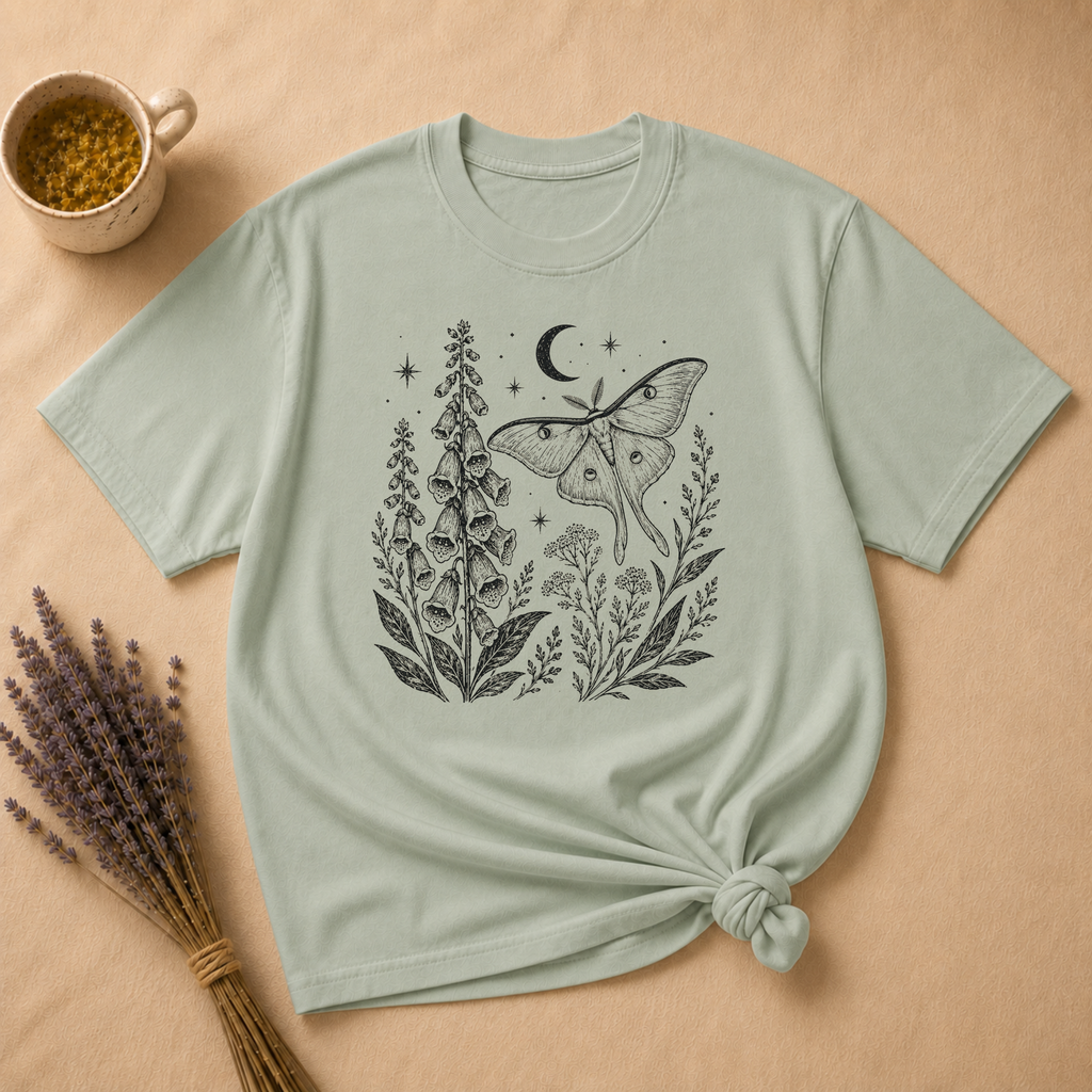 Foxglove and Luna Moth T-shirt