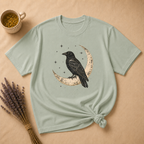 Raven Perched on a Crescent Moon T-shirt