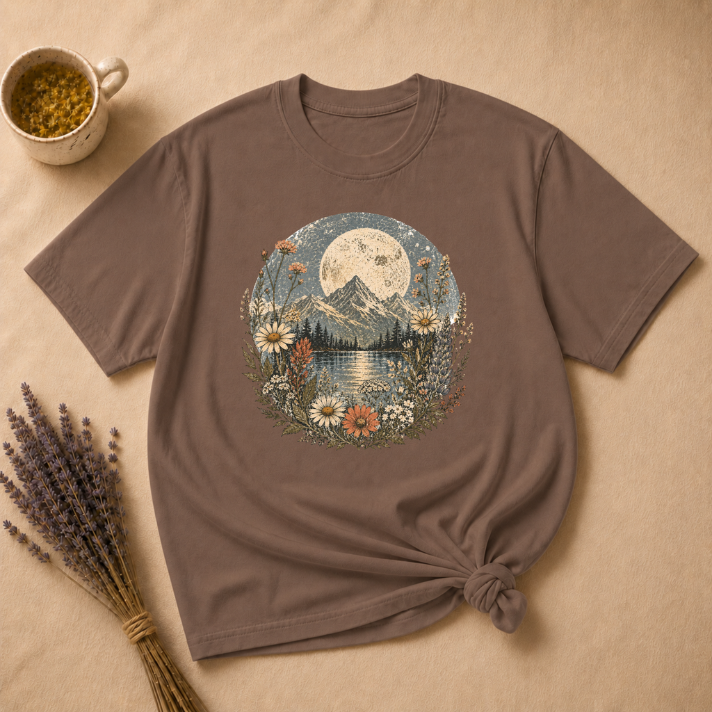 Vintage Moonlit Mountains T-shirt