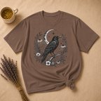 Raven and Moonlit Botanical Wreath T-shirt