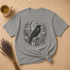 Raven and Moonlit Botanical Wreath T-shirt