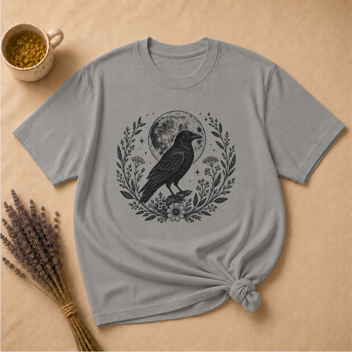 Crow and Moon Block Print T-shirt