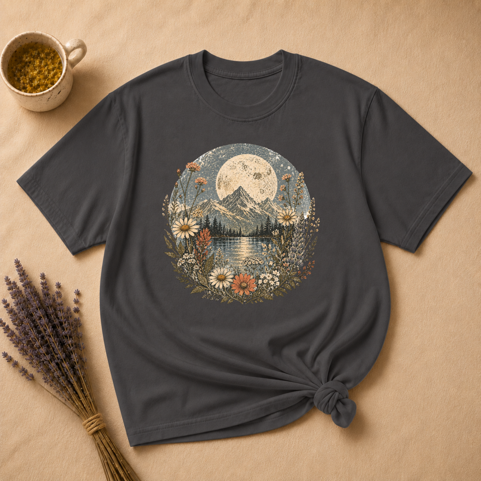 Vintage Moonlit Mountains T-shirt
