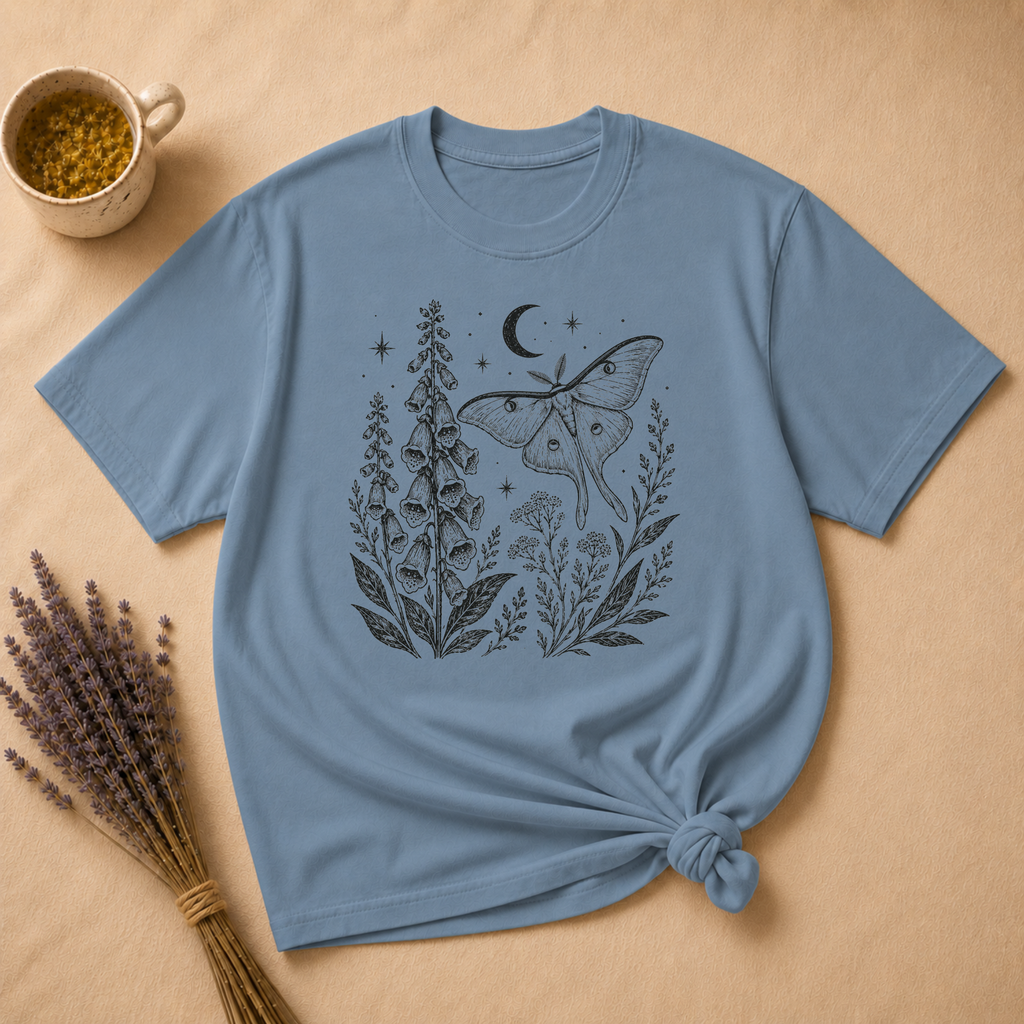 Foxglove and Luna Moth T-shirt