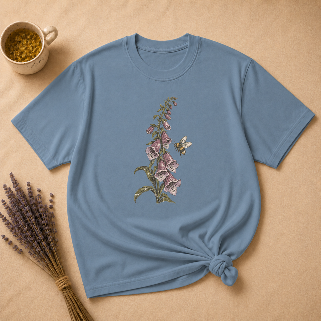 Vintage Foxglove and Hovering Bee T-shirt