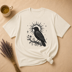 Celestial Crow on a Floral Branch T-shirt