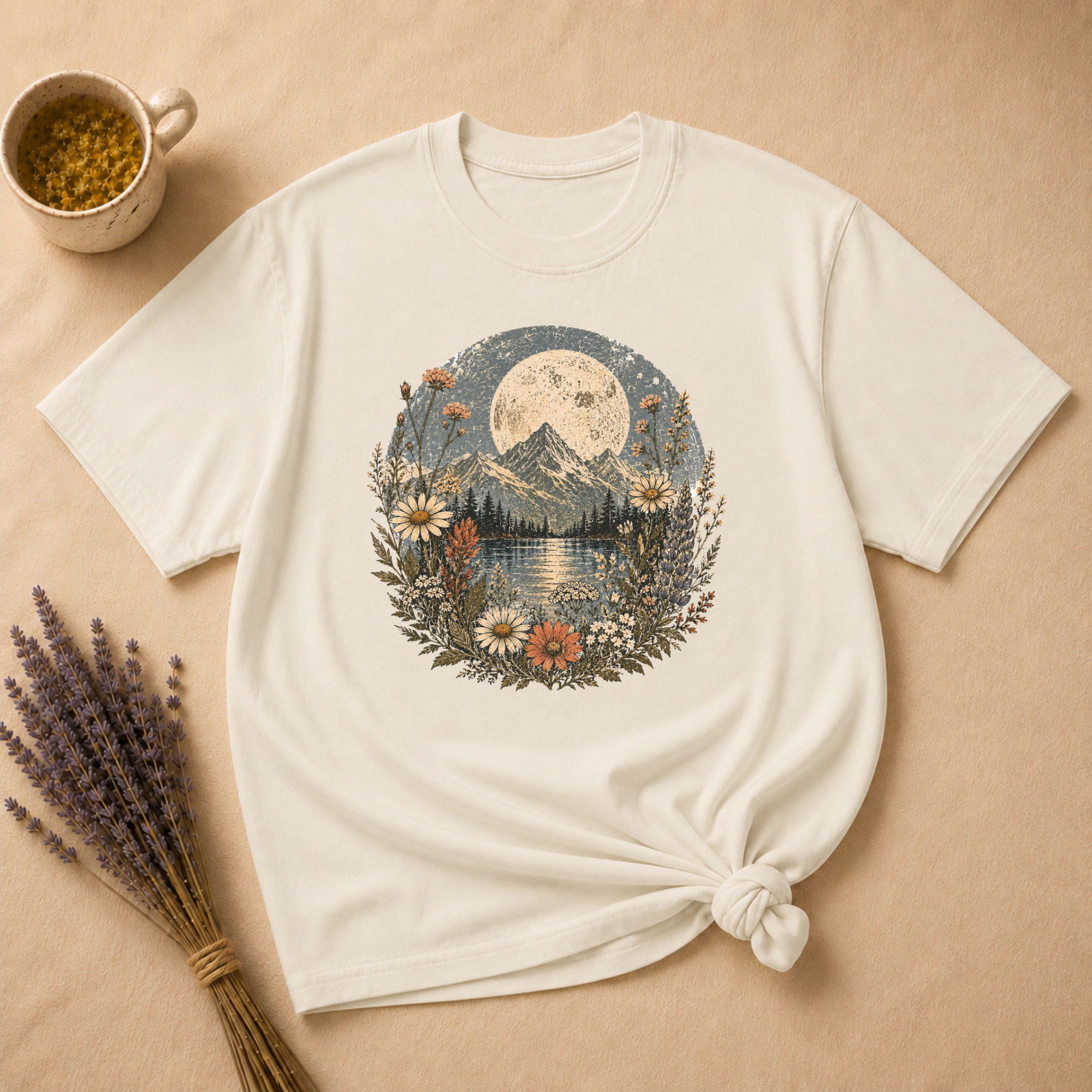 Vintage Moonlit Mountains T-shirt