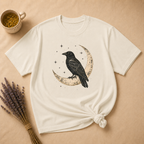 Raven Perched on a Crescent Moon T-shirt