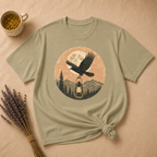 Raven and Lantern Over Moonlit Pines T-shirt