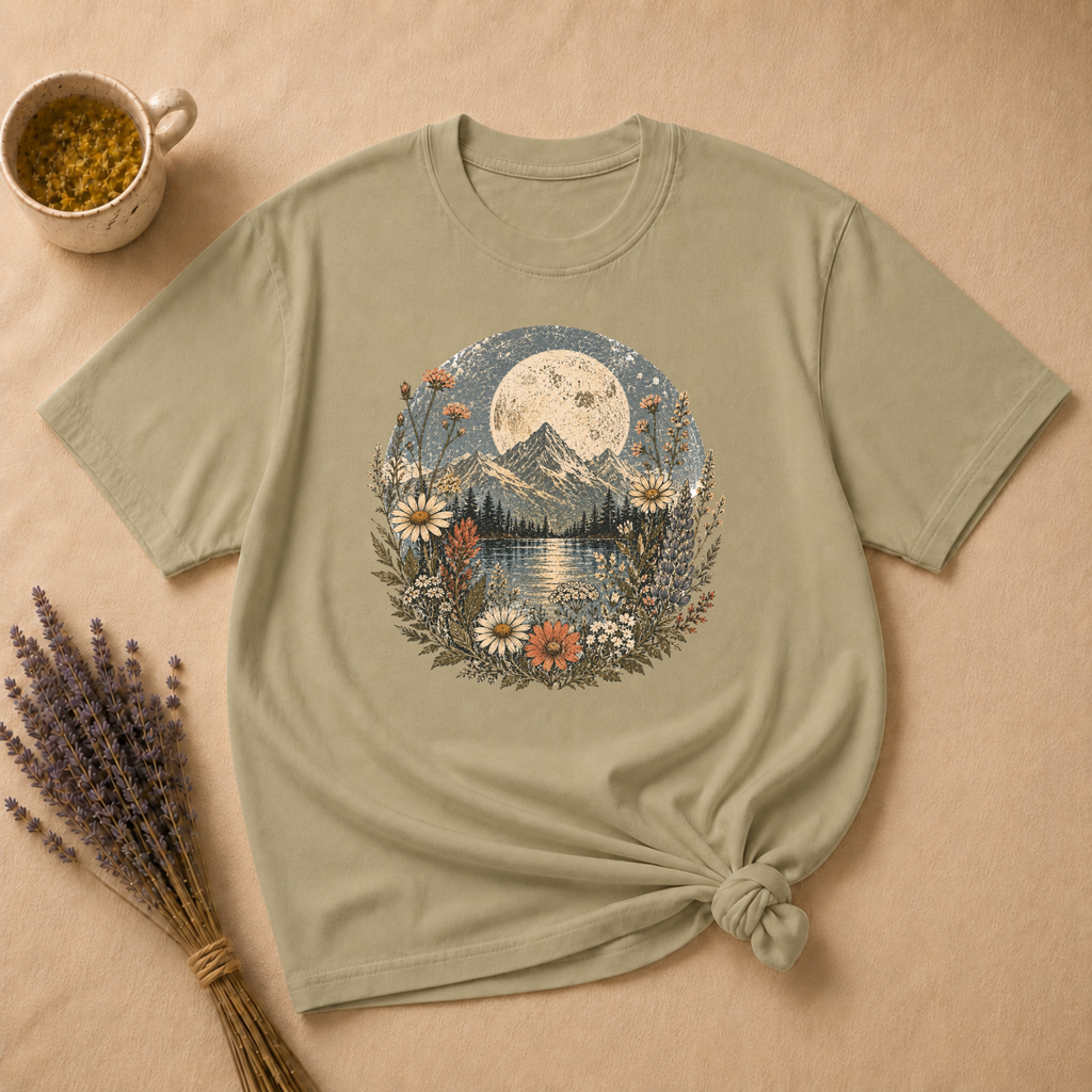 Vintage Moonlit Mountains T-shirt