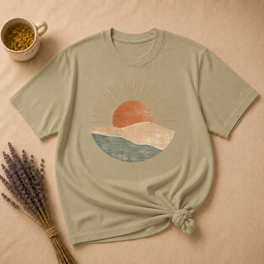 Minimal Sun and Mountains T-shirt