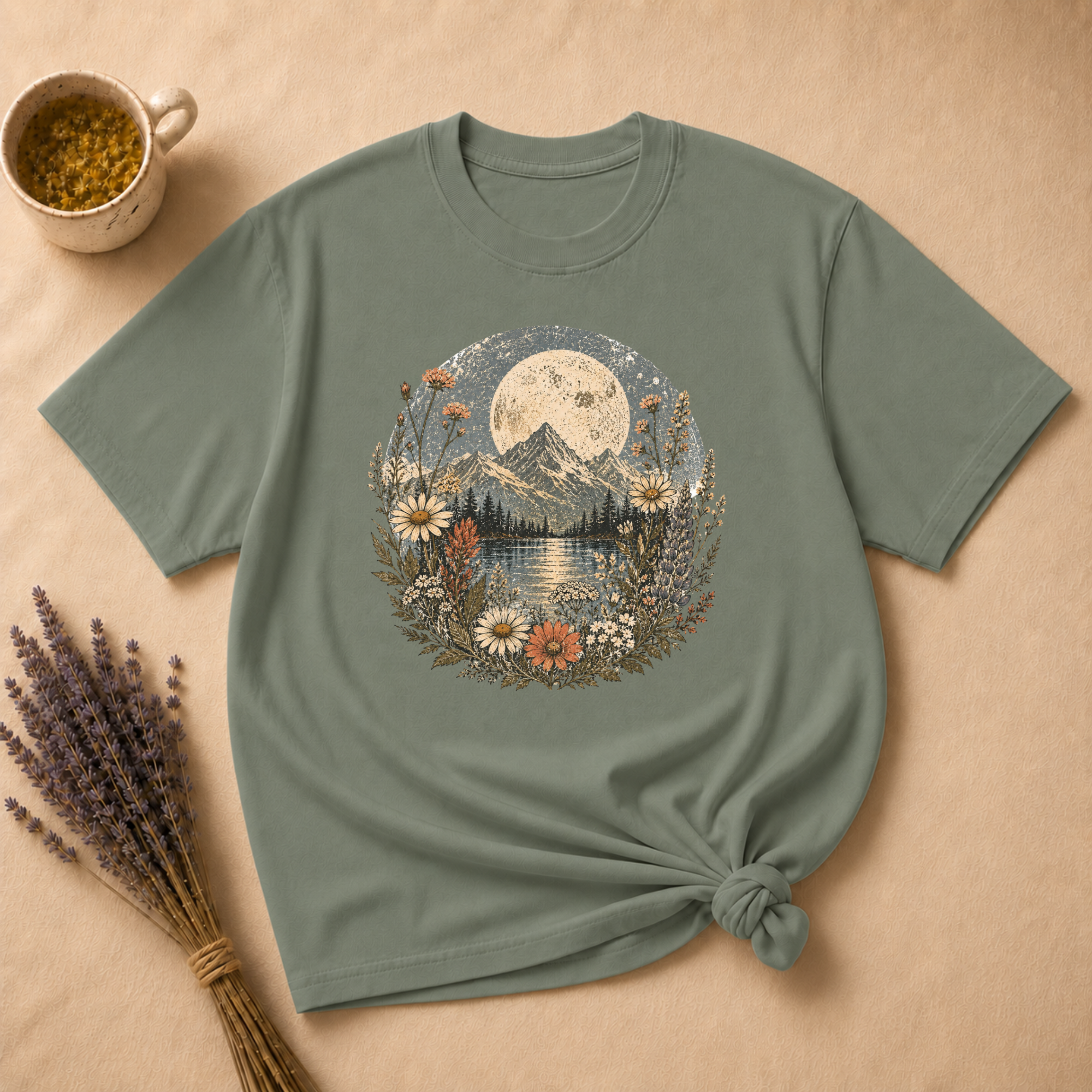 Vintage Moonlit Mountains T-shirt