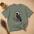 Celestial Crow on a Floral Branch T-shirt