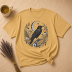 Raven and Moonlit Botanical Wreath T-shirt